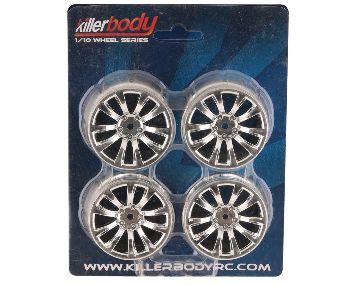 Killerbody 10-Spoke 1/10 On-Road Wheel Set (Chrome) (4) (3mm Offset) w/12mm Hex 5 Killerbody 10-Spoke 1/10 On-Road Wheel Set (Chrome) (4) (3mm Offset) w/12mm Hex - Image 3